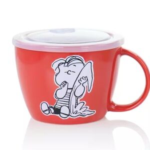 Red Mug with Cartoon Design